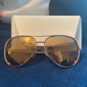 Michael Kors Women's (Brown/Gold) Aviator Sunglasses